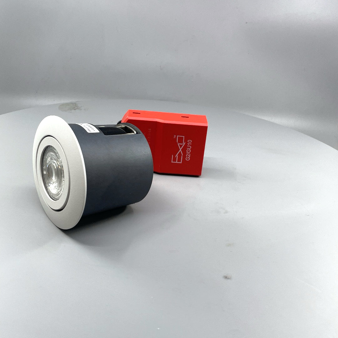 EXO 66 Udendørs indbygningsspot rund sandy mat hvid (360° frame 4)