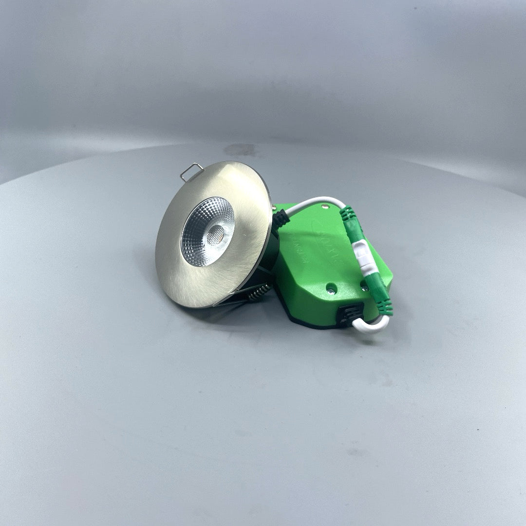 Daxtor DAX F-35-D 5W LED spot 2700K IP44 – børstet stål inkl. driver (360° frame 5)
