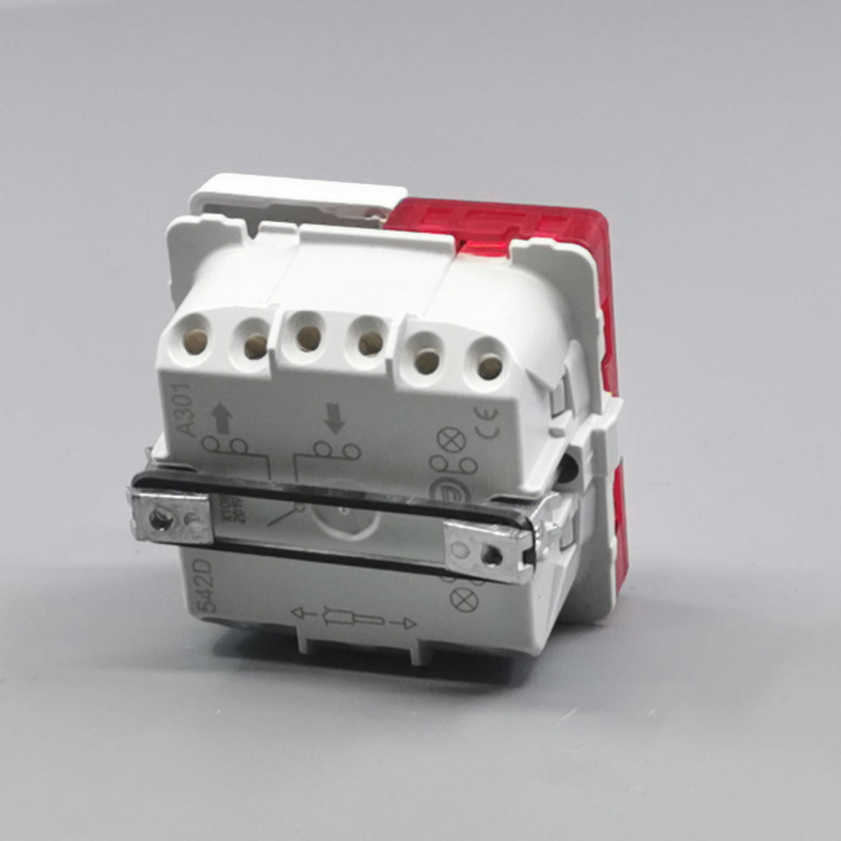 LK Fuga afbryder med rød LED lampe 1-pol 16A - hvid (360° frame 14)