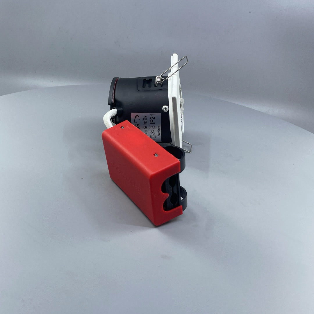 Daxtor Easy 2-Setup MR16 12V indbygningsspot IP21 – firkantet hvid, maks. 20W (360° frame 19)