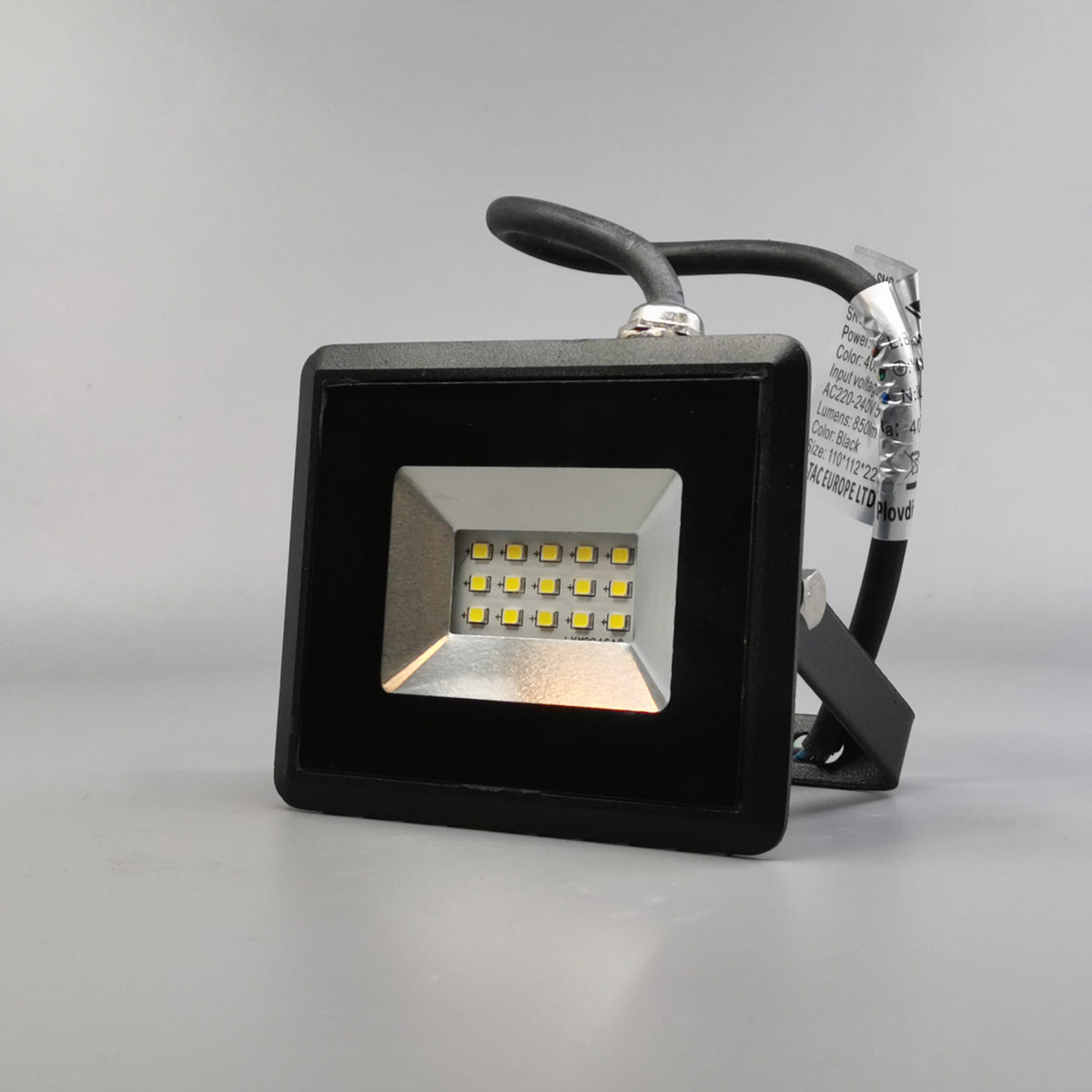 10W LED projektør 4000K 850Lm sort (360° frame 3)