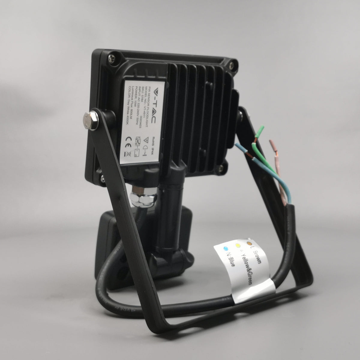 10W LED slim projektør m. sensor 4500K sort (360° frame 10)