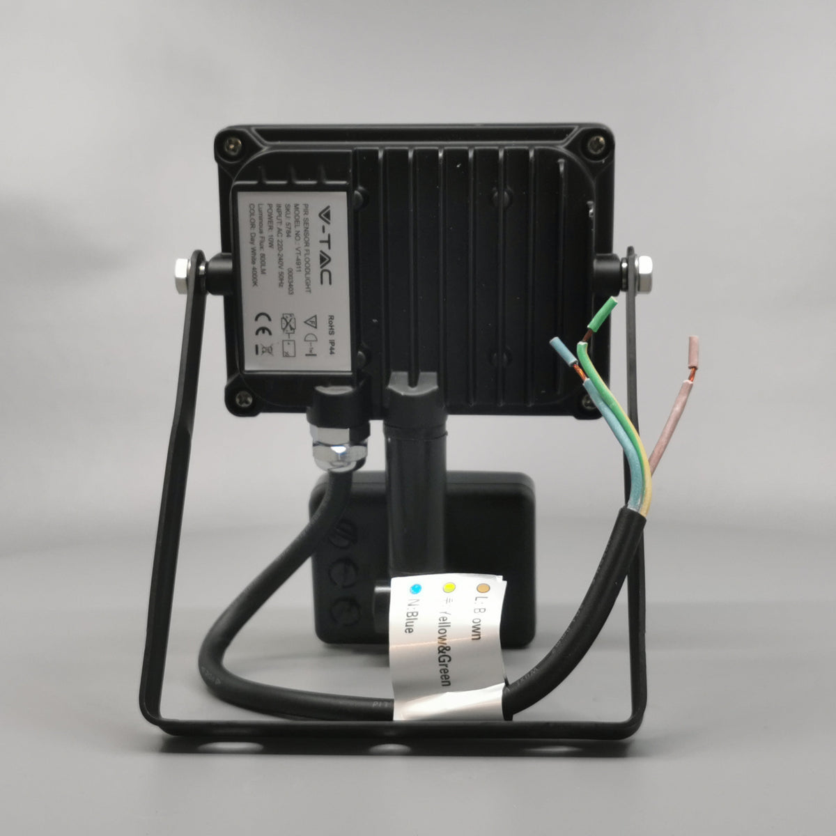 10W LED slim projektør m. sensor 4500K sort (360° frame 13)