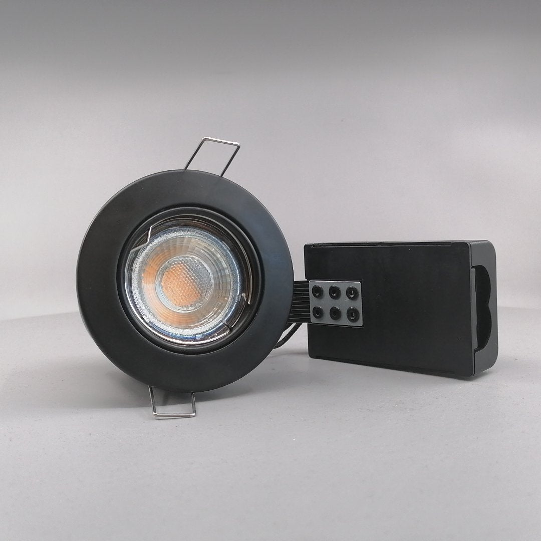 Pro indbygningsspot m. 3-Trins dæmpbar LED pære 3000K - Mat sort (360° frame 24)