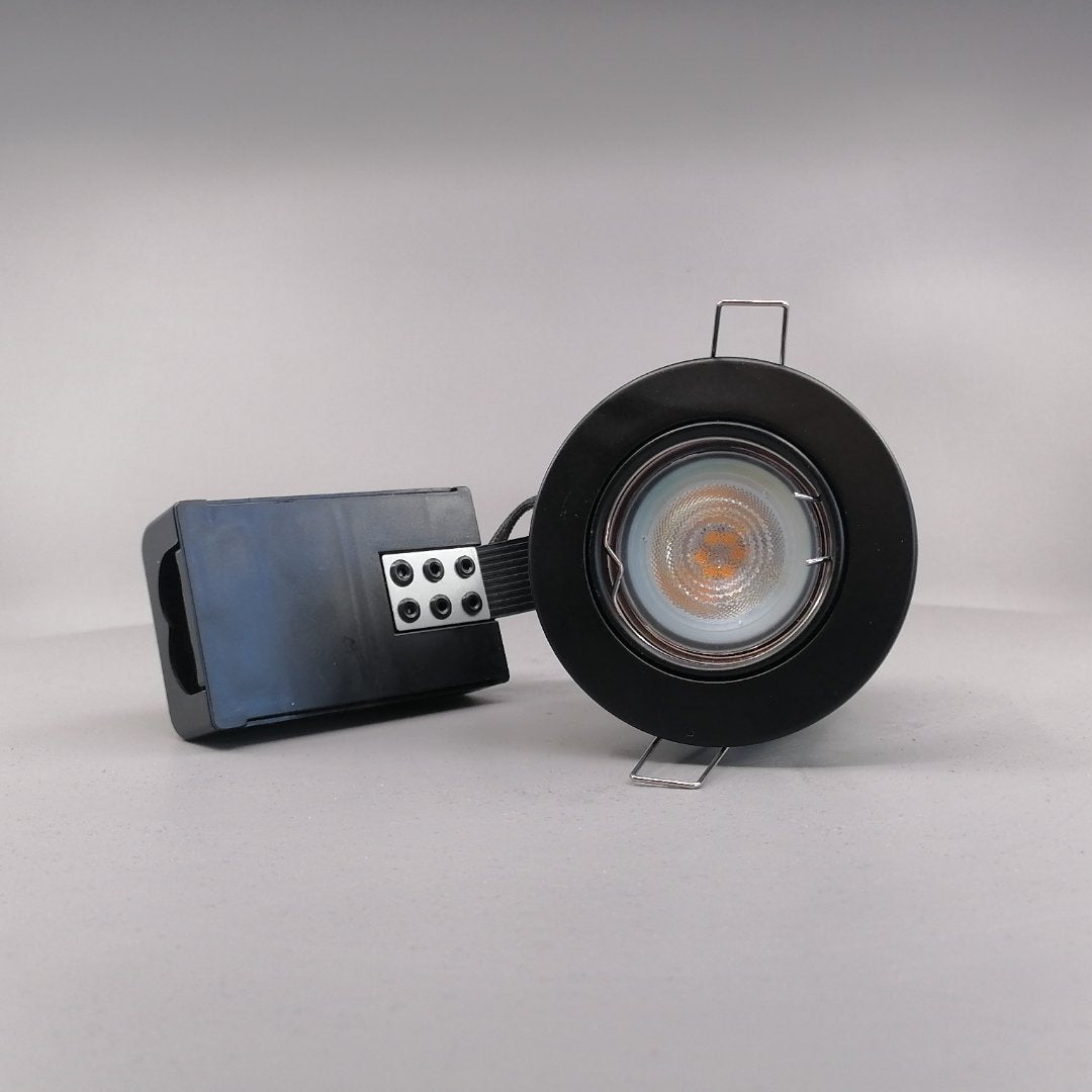 Indbygningsspot m 5W Philips dæmpbar LED pære 3000K - Mat sort (360° frame 2)