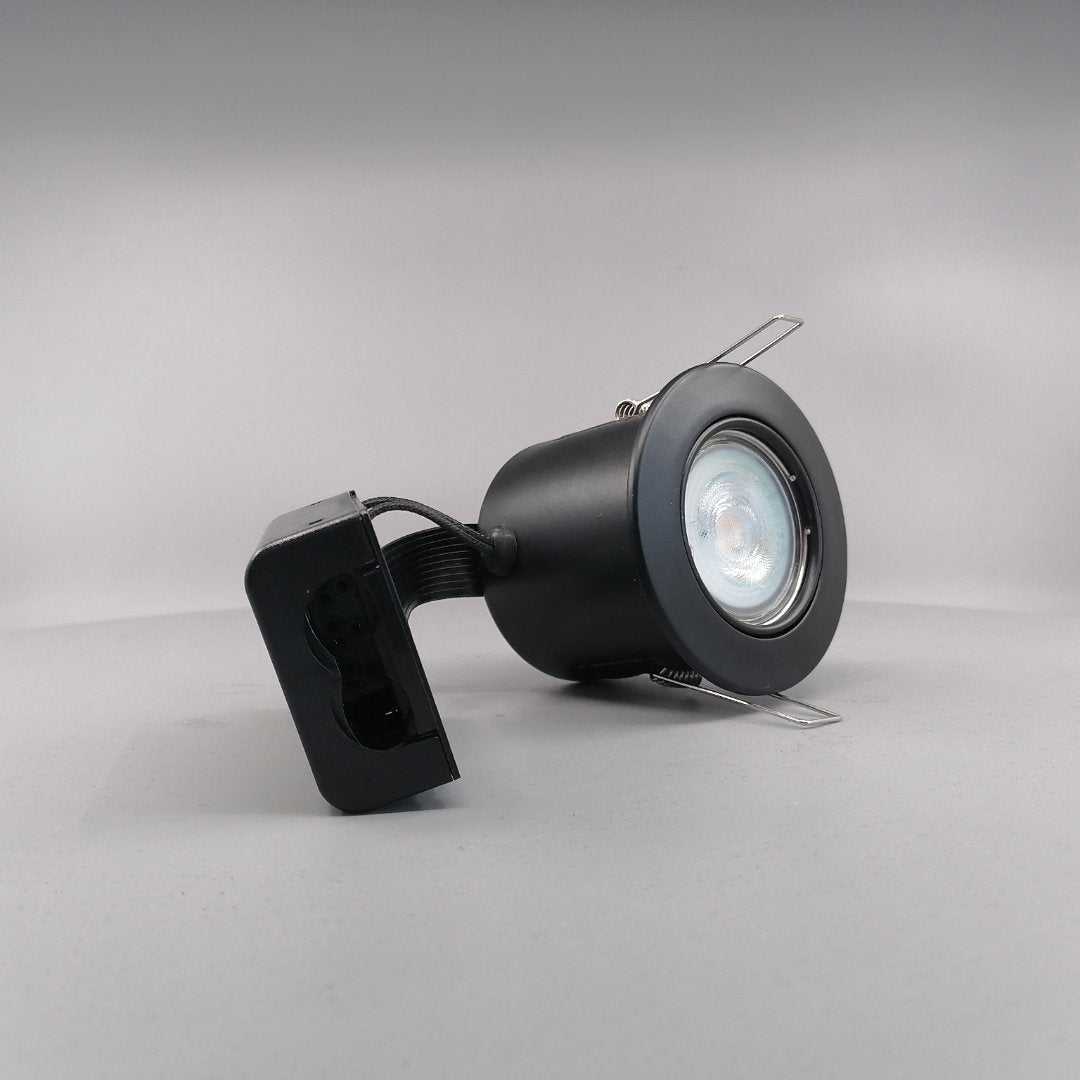 Indbygningsspot m 5W Philips dæmpbar LED pære 3000K - Mat sort (360° frame 22)