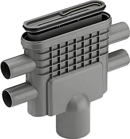 Unidrain 75 mm rendeudløb med vandlås og studs, lodret