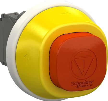NØDSTOP FIRKANTET M/LED R/H 2NC+NO 24V