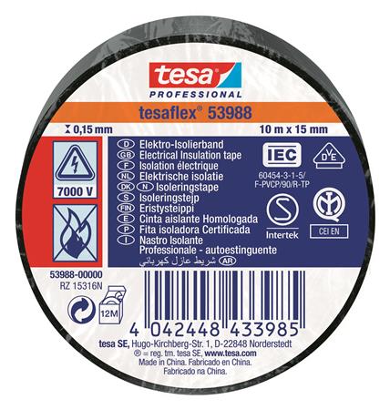 ISOLERINGSTAPE VDE/IEC PVC 10MX15MM SORT