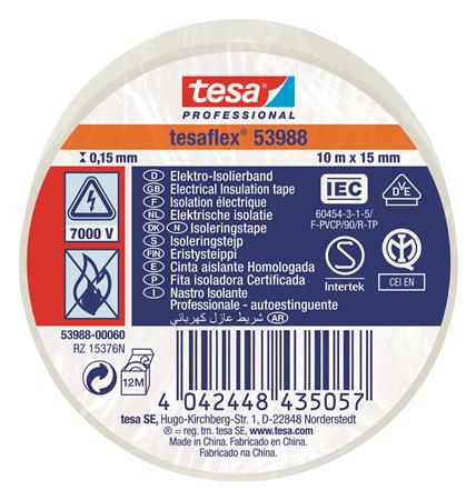 ISOLERINGSTAPE VDE/IEC PVC 10MX15MM HVID