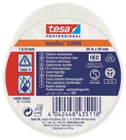 ISOLERINGSTAPE VDE/IEC PVC 25MX50MM HVID