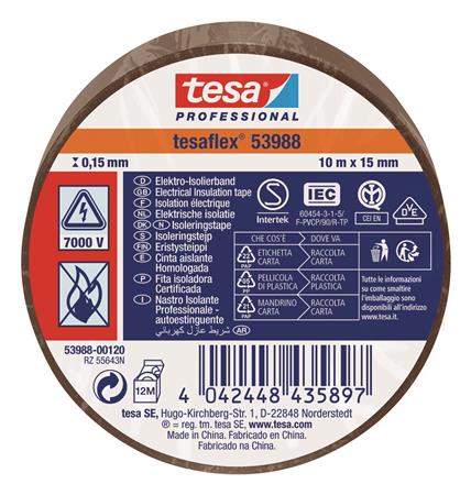 ISOLERINGSTAPE VDE/IEC PVC 10MX15MM BRUN
