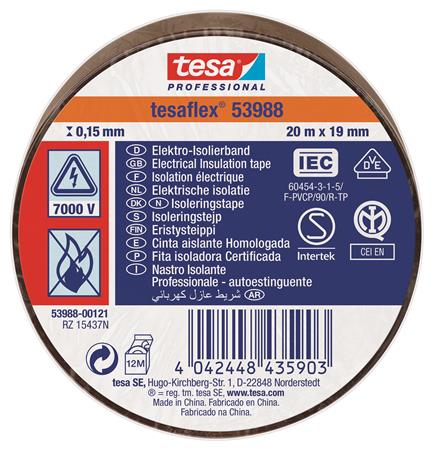 ISOLERINGSTAPE VDE/IEC PVC 20MX19MM BRUN