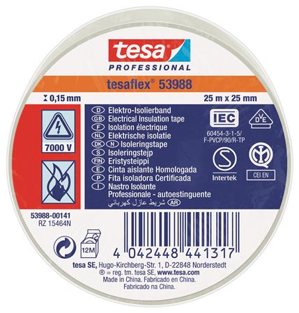 ISOLERINGSTAPE VDE/IEC PVC 25MX25MM HVID