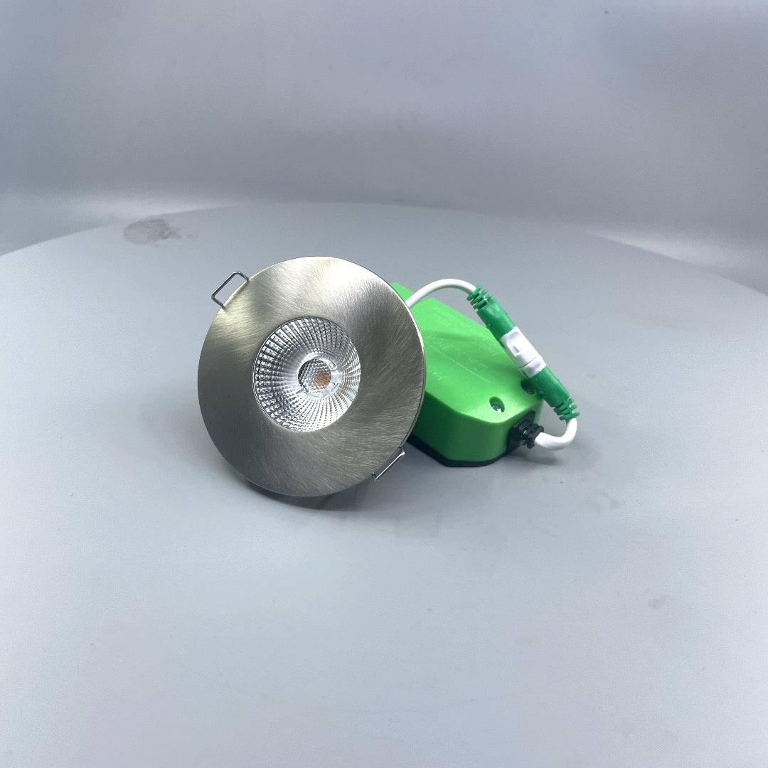 Daxtor DAX F-35-D 5W LED spot 2700K IP44 – børstet stål inkl. driver (360° frame 3)