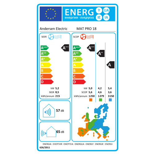 Varmepumpe/Aircondition Mat Pro 18 med WiFi 6,7kW, komplet, hvid