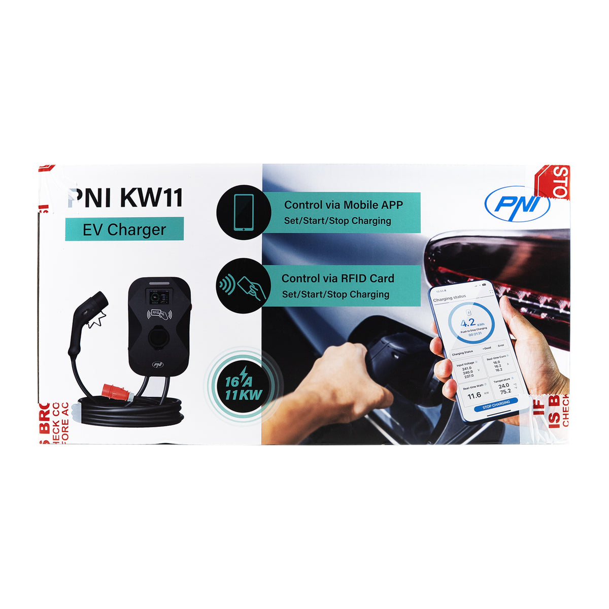 Ladestation 11kW m. display og 4 meter kabel