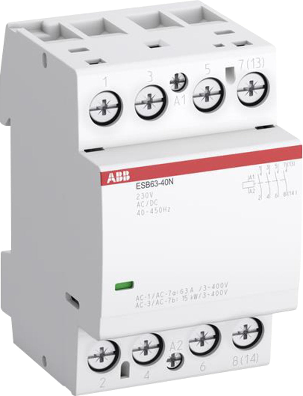 Installationskontaktor 4-polet 4NO, AC-1 63A, 400V AC, styrespænding 24V AC/DC