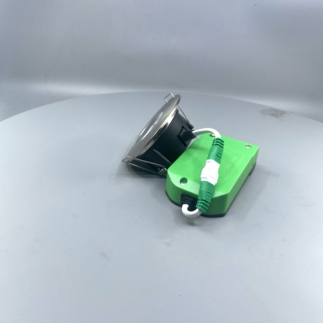 Daxtor DAX F-35-D 5W LED spot 2700K IP44 – børstet stål inkl. driver (360° frame 8)