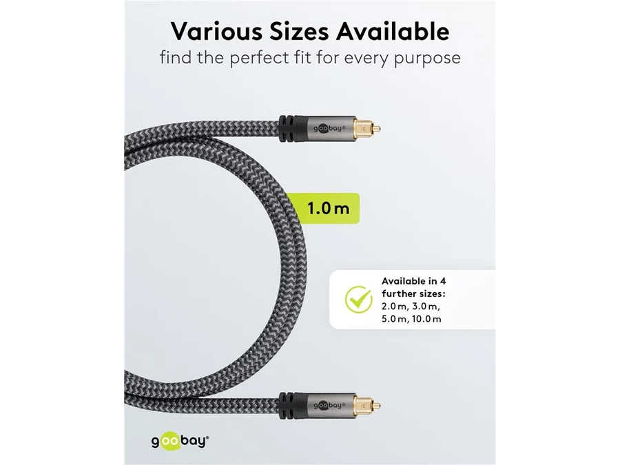 Optisk kabel - 2 x TOSLINK han, Ø6,5mm (1m)