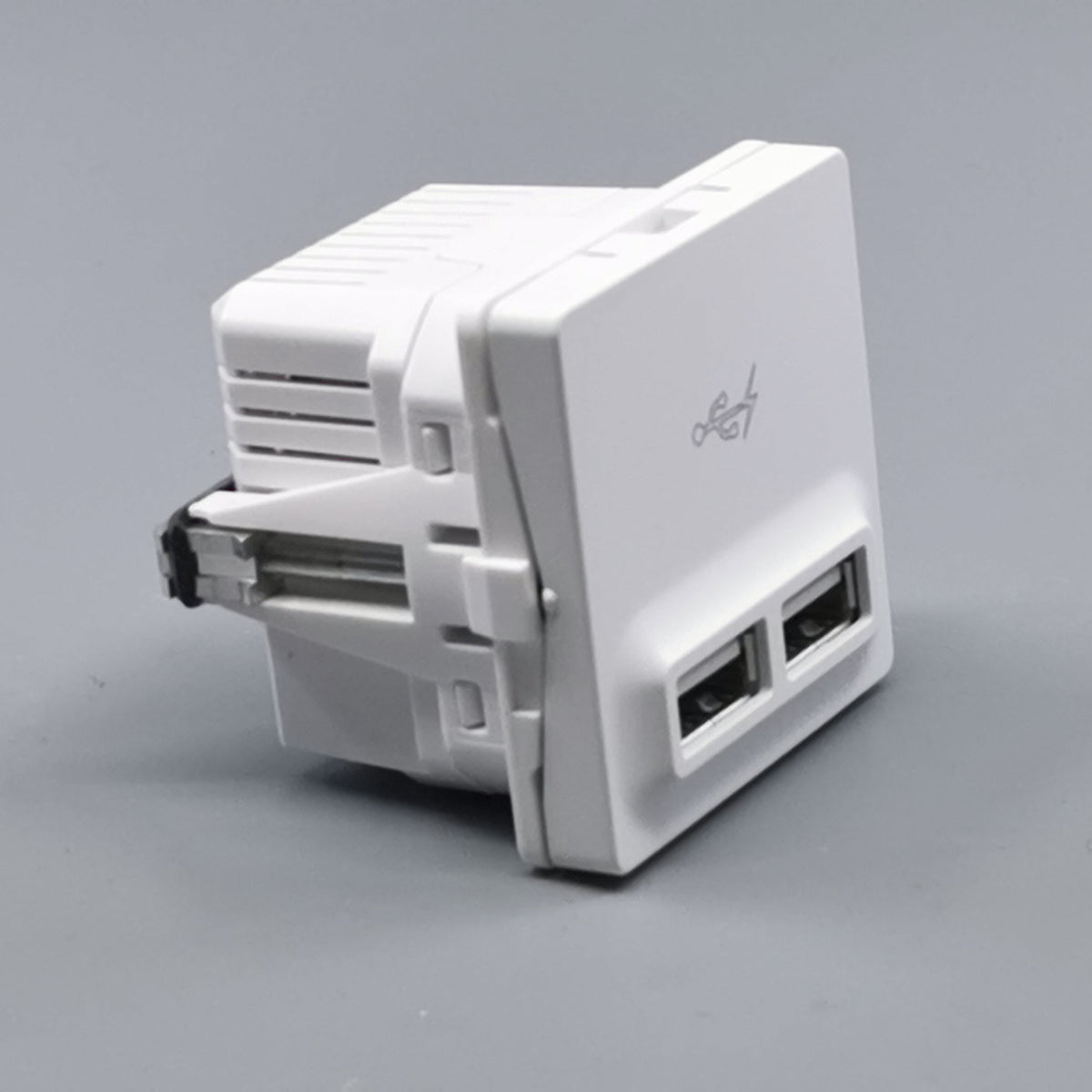 Fuga 2xUSB lader 2,1A 1 modul - hvid (360° frame 21)
