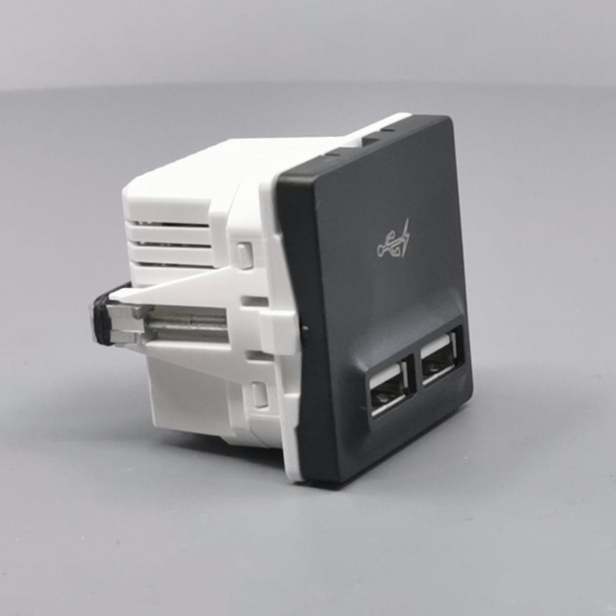 LK Fuga 2xUSB lader 2,1A 1 modul koksgrå (360° frame 21)