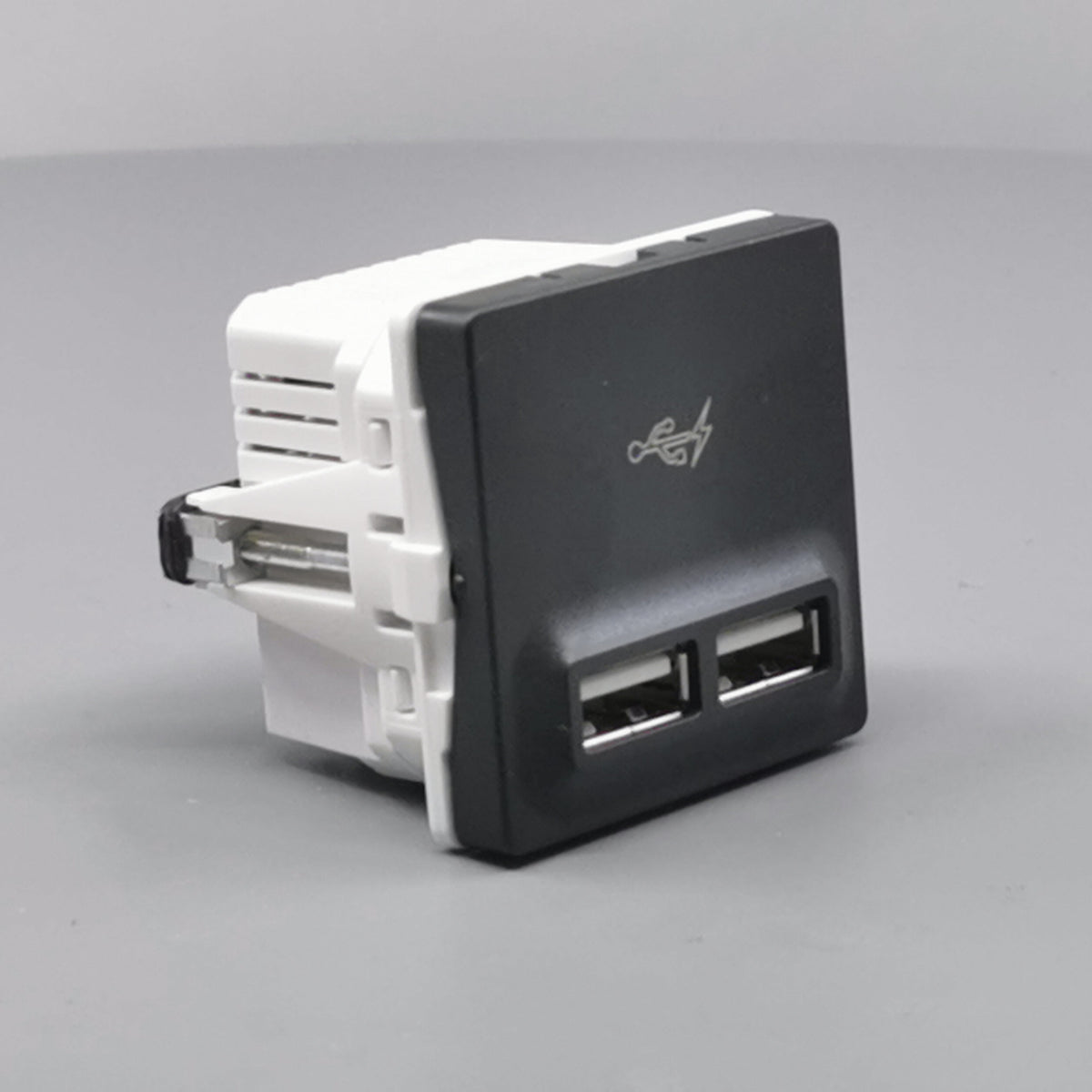 LK Fuga 2xUSB lader 2,1A 1 modul koksgrå (360° frame 22)