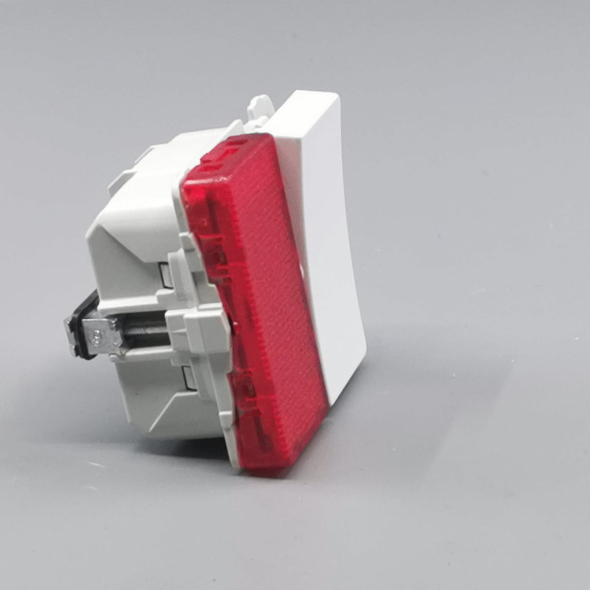 LK Fuga afbryder med rød LED lampe 1-pol 16A - hvid (360° frame 20)
