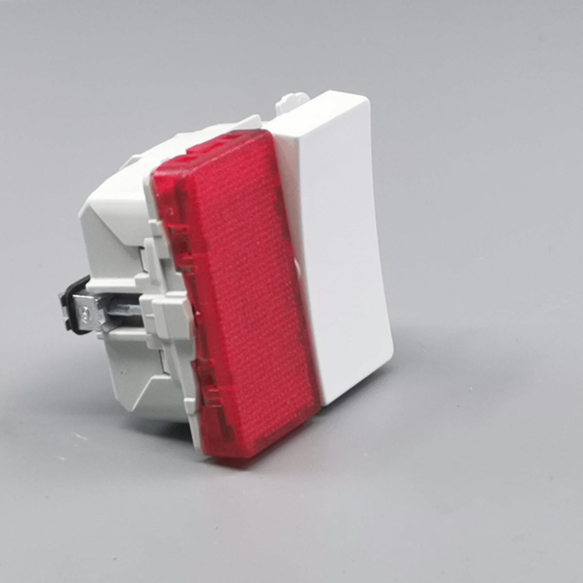 LK Fuga afbryder med rød LED lampe 1-pol 16A - hvid (360° frame 21)