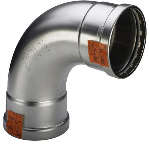 88,9 mm Sanpress Inox bøjning 90°