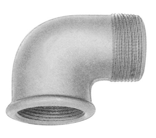 3/8" Galvaniseret vinkel 90° muffe/nippel