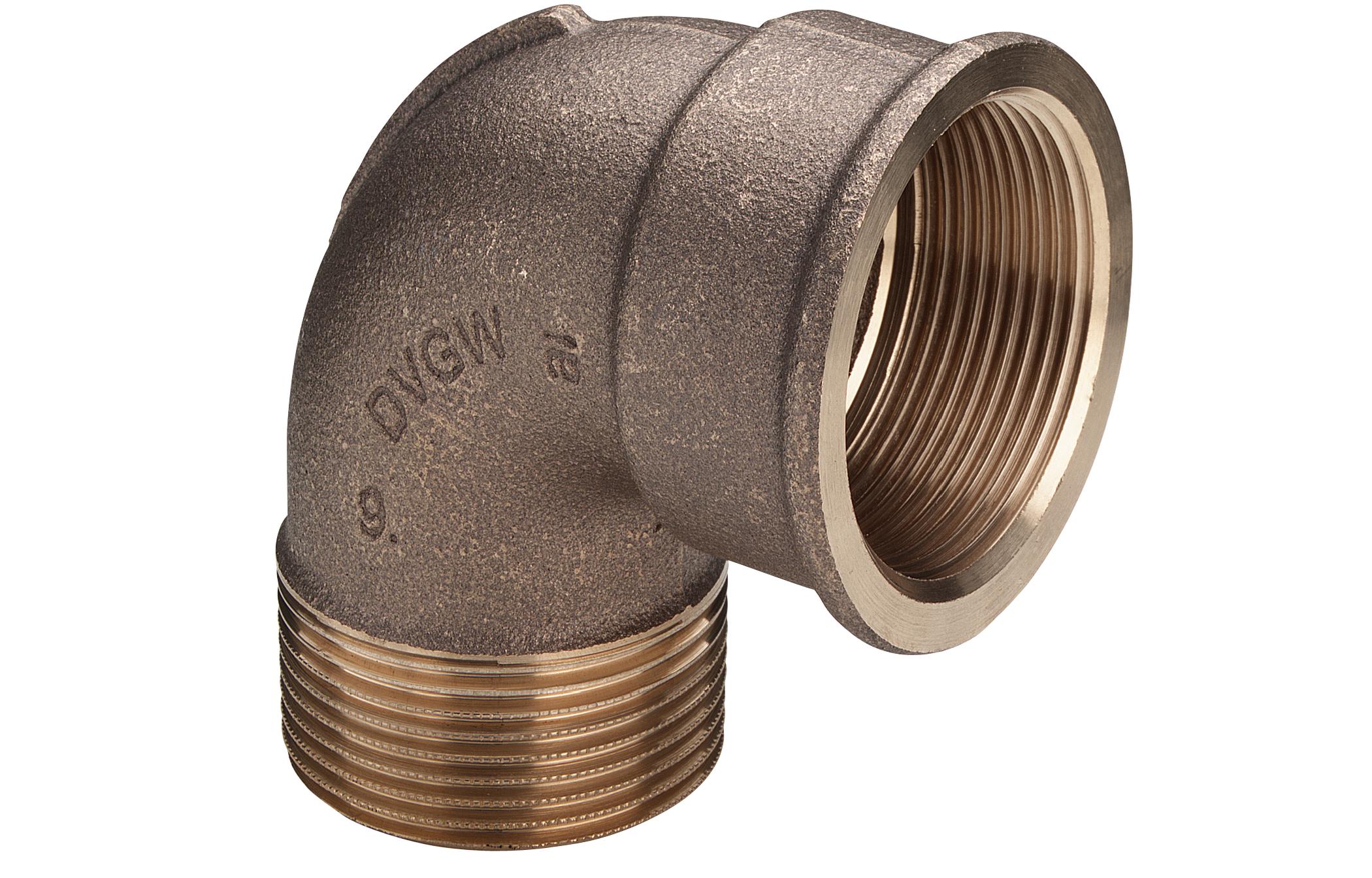1.1/4" Vinkel 90° muffe/nippel Rødgods Silicium Bronze