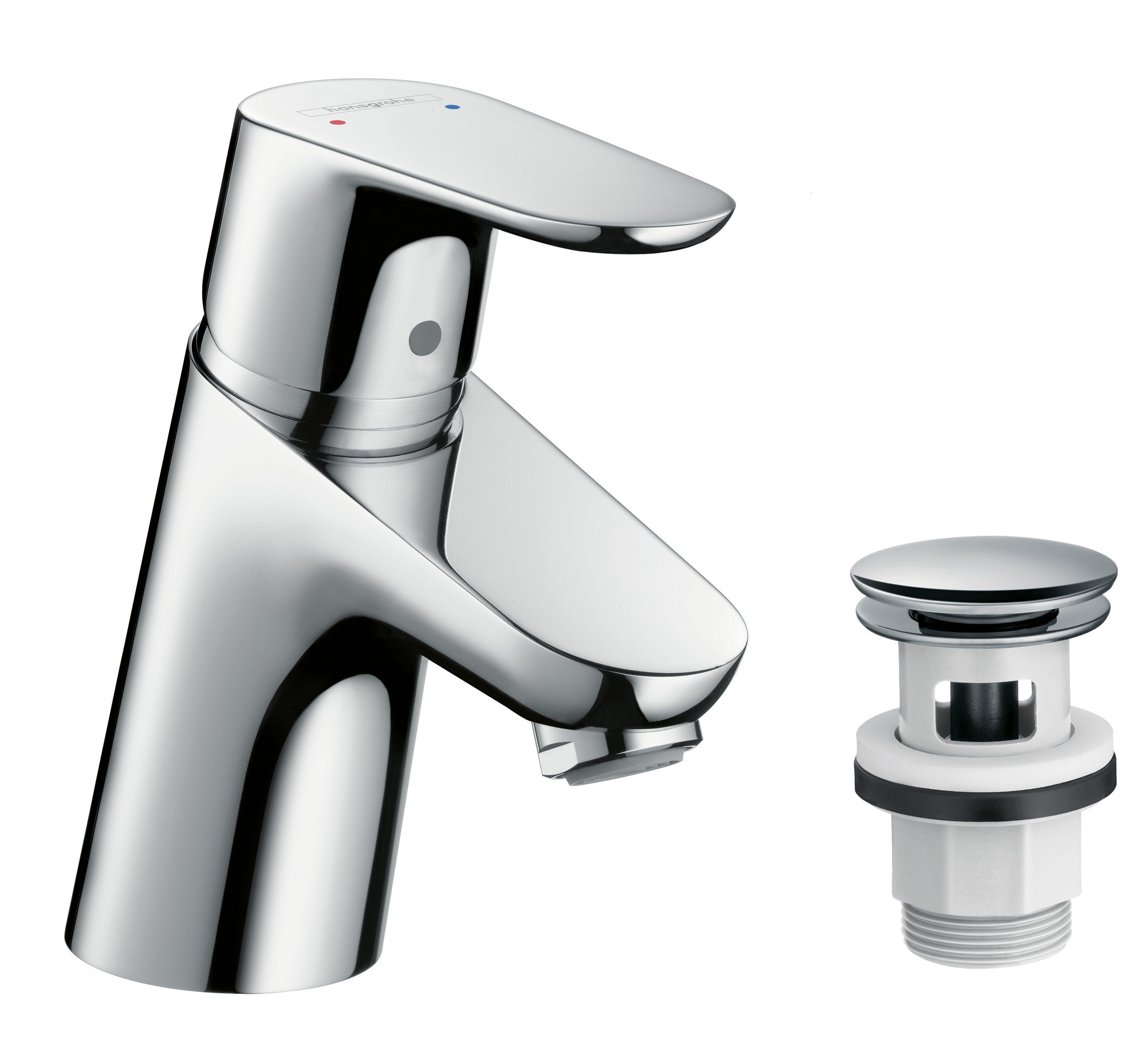Hansgrohe Focus håndvaskarmatur 70 med push-open BV, krom