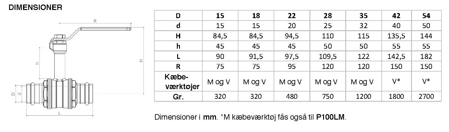 Pettinaroli TEA Preskuglehane 18 mm med høj hals, pres x pres