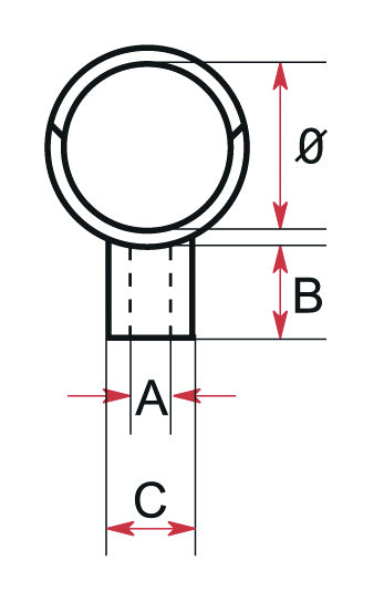 22 mm Inox rørbærerhoved - kort