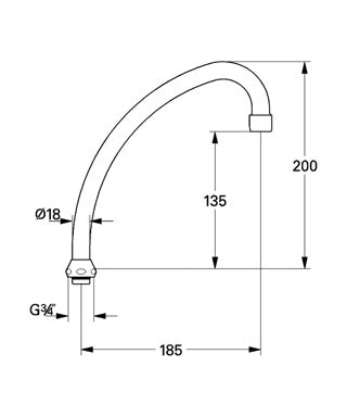 Grohe 185 mm J-svingtud