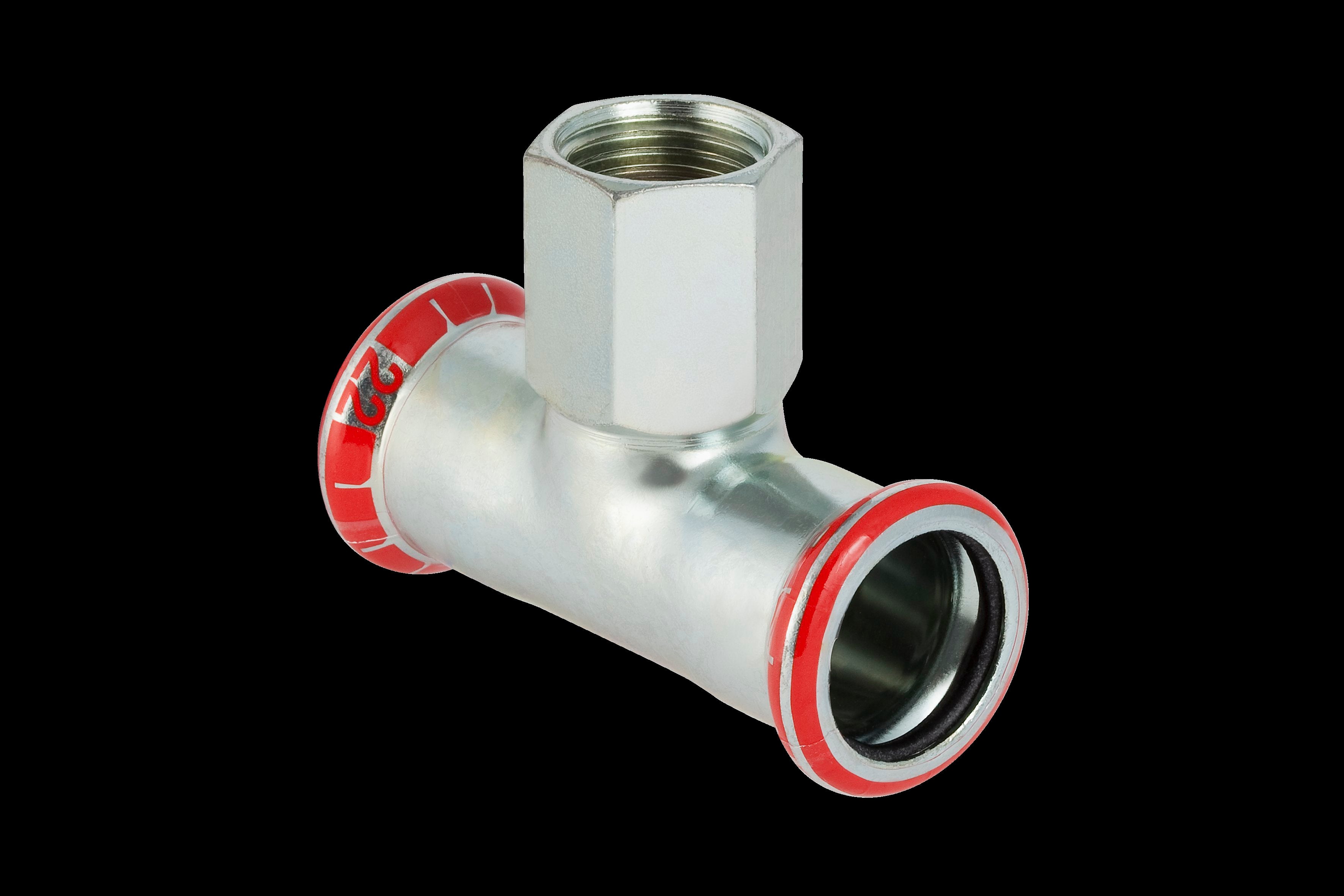 mapress fz tee 22x3/4x22mm med muffe