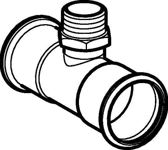 18 x 1/2" x 18mm tee muf/nip/muf Mapress RF