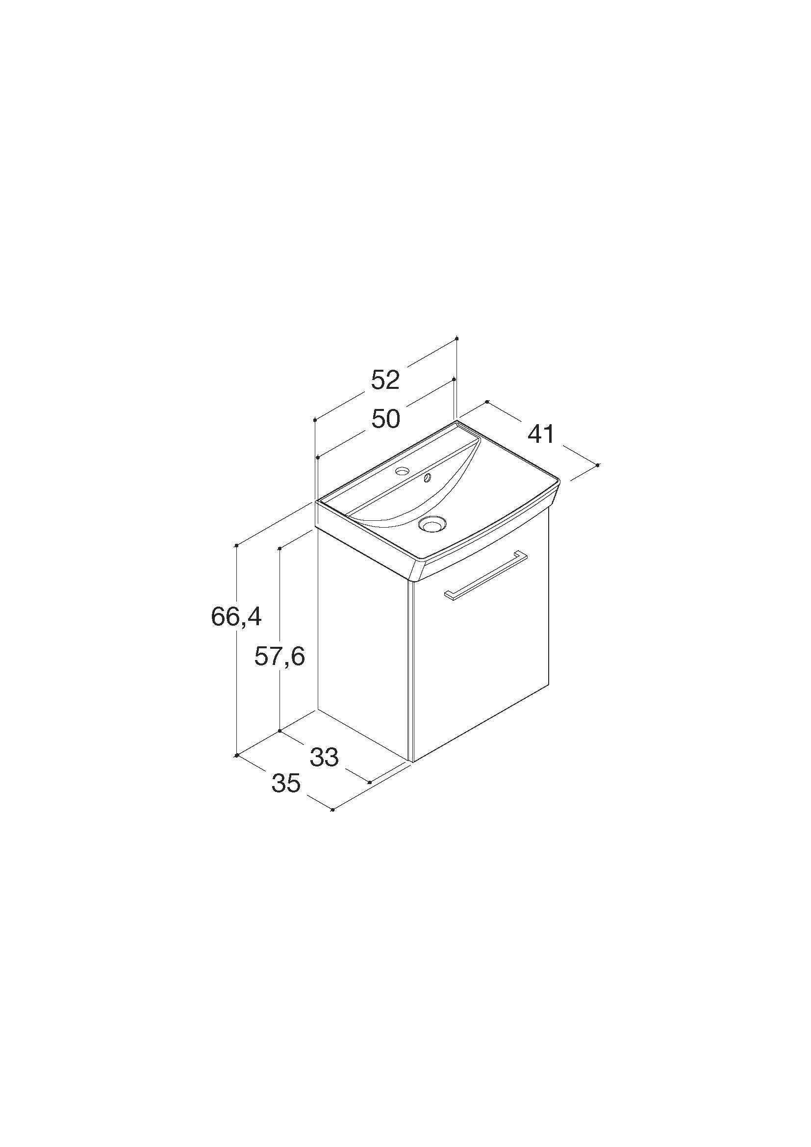 Dansani møbel 50x57,6x35 cm m/låge i sort struktur - uden vask