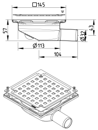 BLÜCHER 32 mm afløbsskål til beton, uden studs, vandret