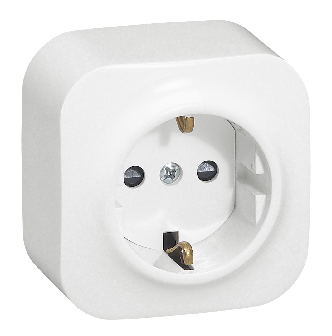 Stikkontakt enkelt med schuko i hvid