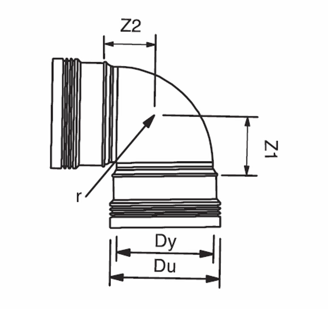 Wavin 75 mm x 88,5° plus bøjning Wafix PP
