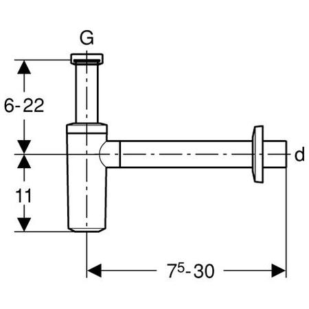 1.1/4" x 40 mm Geberit pungvandlås hvid