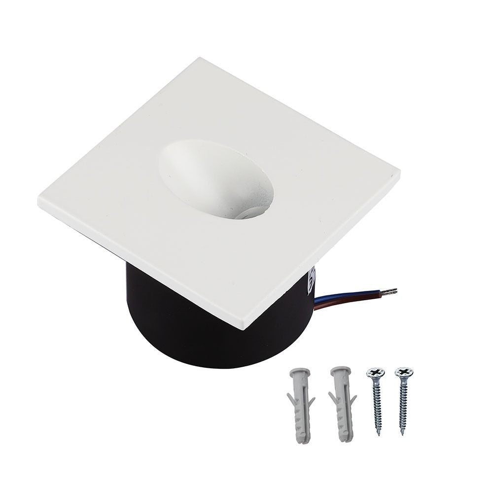 3W Indbygningsbelysning - Ydre: 8x8 cm, hul: 6,2x6,2 cm, Input: 230V, 120lm, RA80