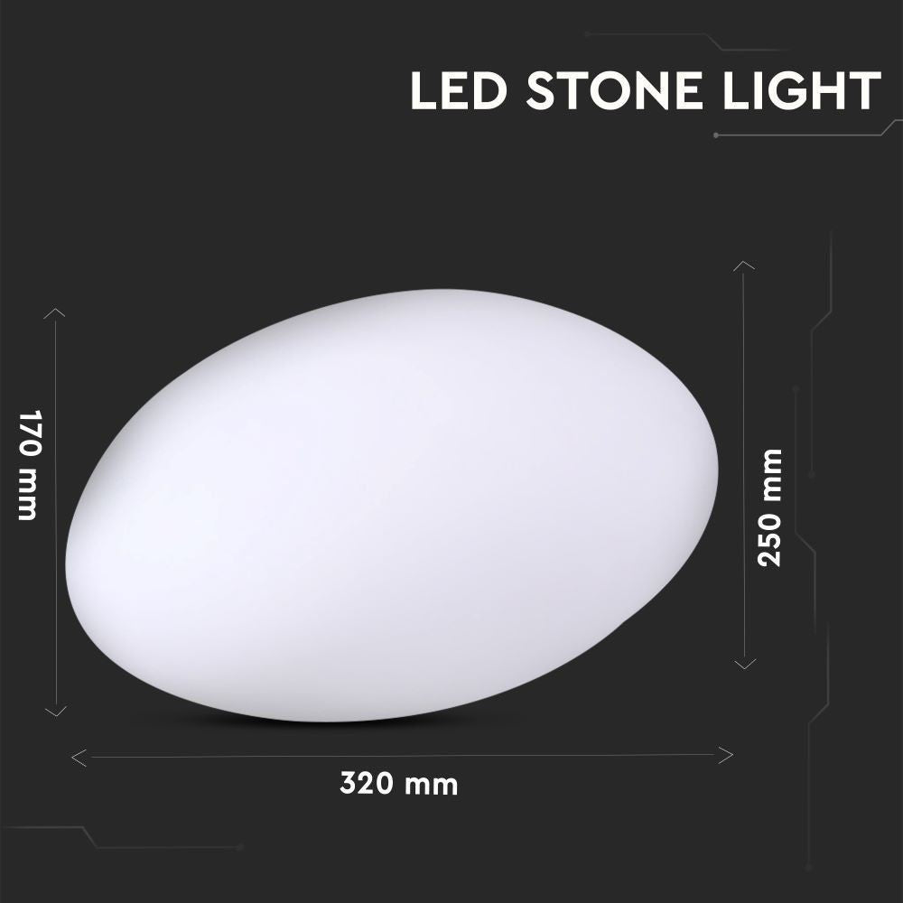 V-Tac Genopladelig RGB LED Sten med Fjernbetjening - 33x25x17 cm, 1W Dekorationspære, 18lm, IP67