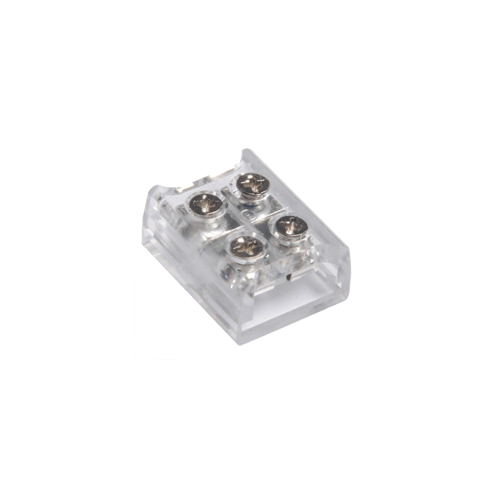LED strip skruesamler - 10mm, enkeltfarvet, IP20, 5V-24V - Praktisk samler til montering af LED strips i enkeltfarvet lys.