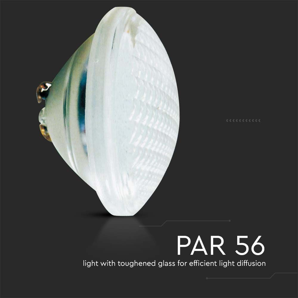 V-Tac vandtæt LED pool pære - 18W, glas, IP68, 12V, PAR56