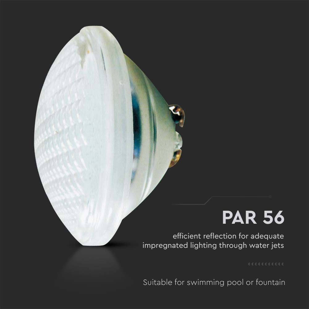 V-Tac vandtæt LED pool pære - 18W, glas, IP68, 12V, PAR56