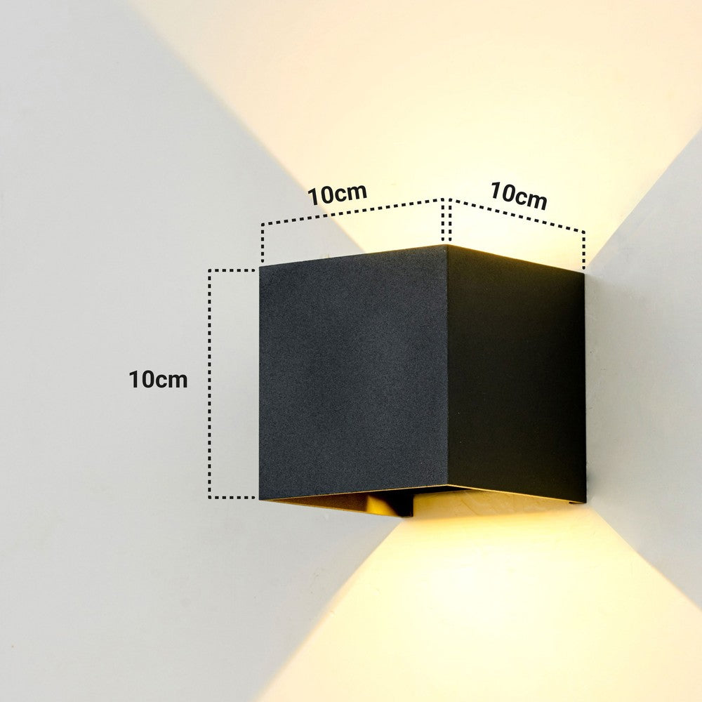 Sort LEDlife CUBIC 6W væglampe - Firkantet, op/ned, justerbar til inde/ude brug - IP65, inkl. lyskilde