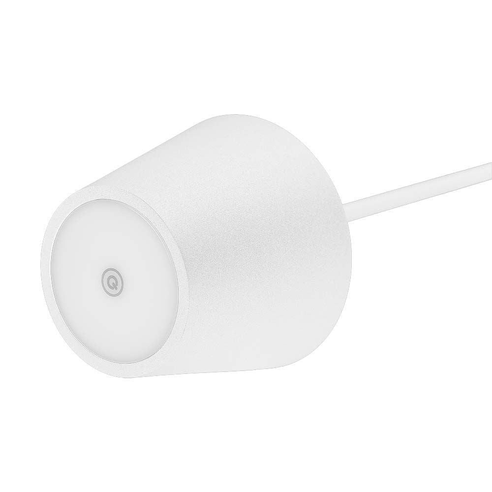 V-Tac Mini Opladelig Bordlampe - Hvid, Trådløs og IP54 Udendørs, Touch Dæmpbar, Effekt: 2W, Lysstyrke: 200lm, Farvegengivelse: RA80